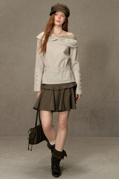 Long-Sleeve Off-Shoulder Shirt
