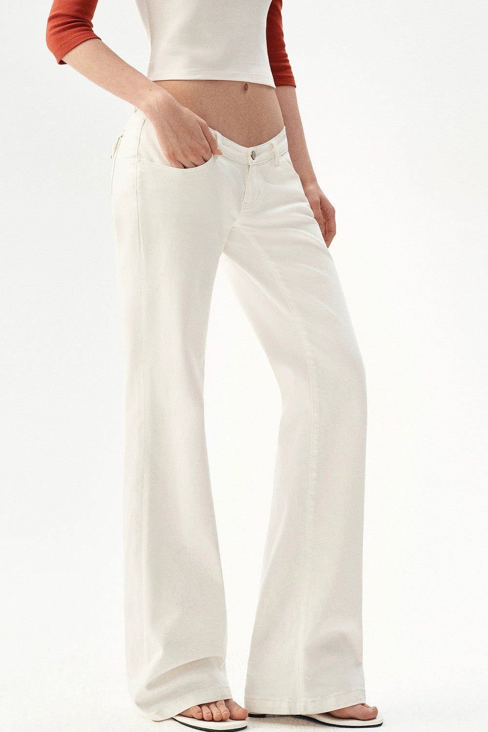 Low Waist Flare Cotton Pants