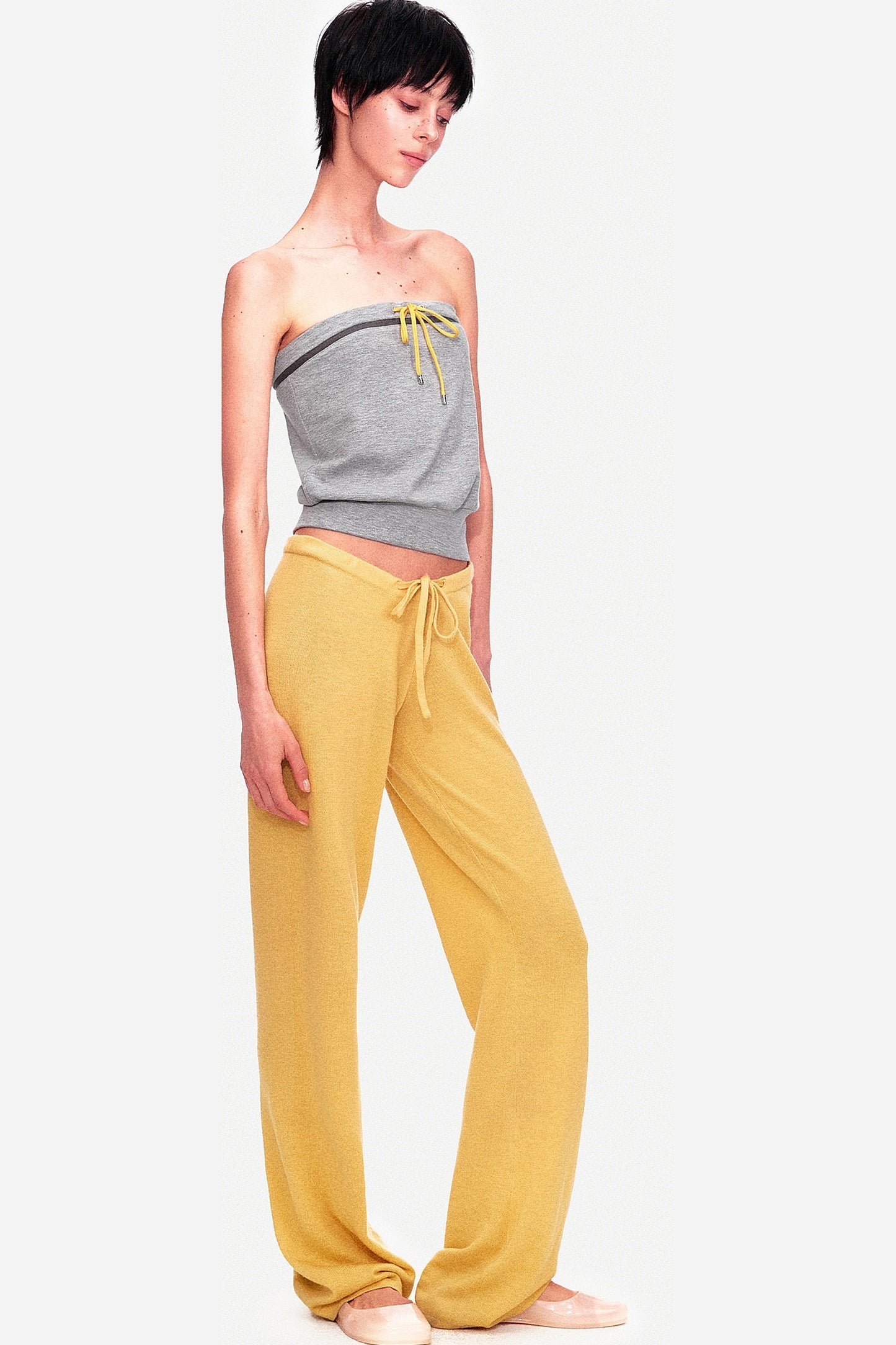 Color-Blocked Drawstring Tube Top