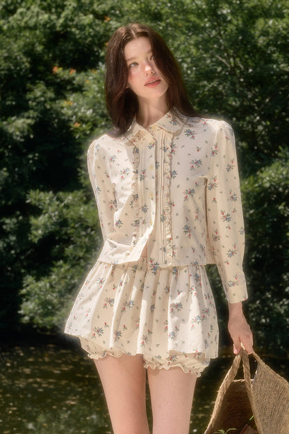 Floral Shirt and Skirt Set-Up