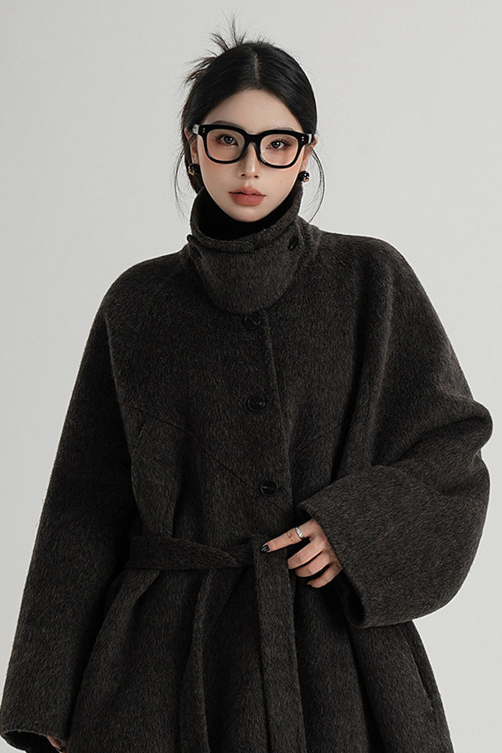 Mid-Length Armor Collar Wool Coat