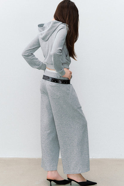 Conjunto de 3 piezas de sudadera con capucha cruzada y pantalones