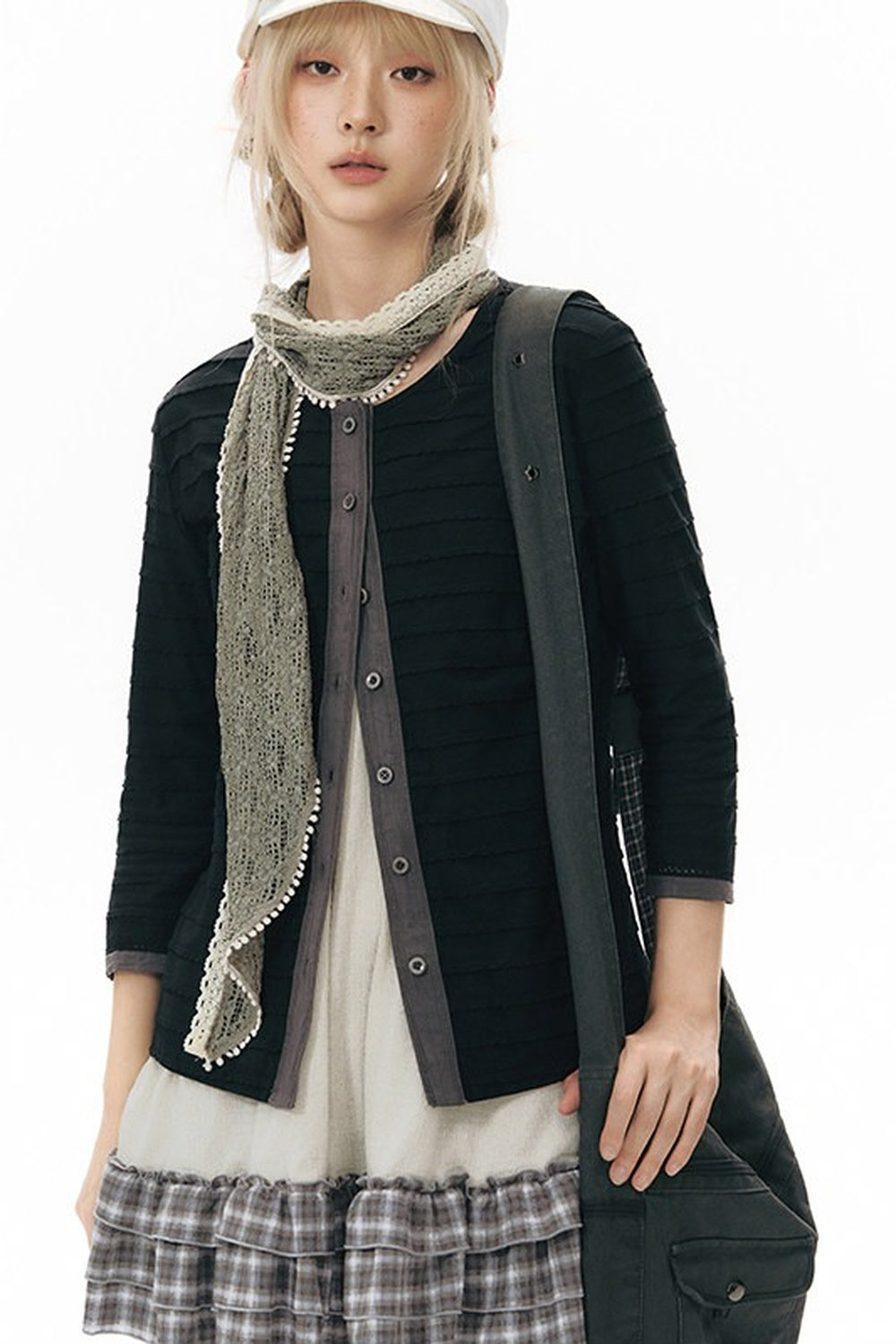 Haut cardigan tricoté à manches longues