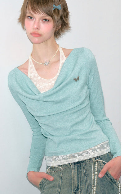 Mist Blue-Green Knitted Top