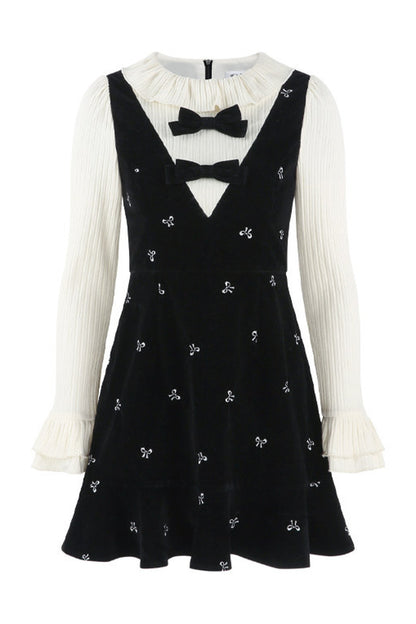 Black Velvet Layered-Look Dress