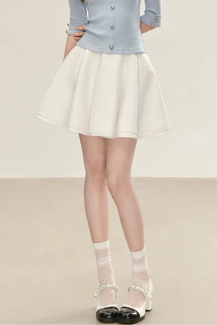 Elegant White Pleated Skirt