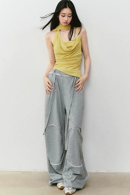 Color-Blocked Frayed Sweatpants