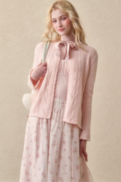 Ribbon Soft Wool Knit Cardigan