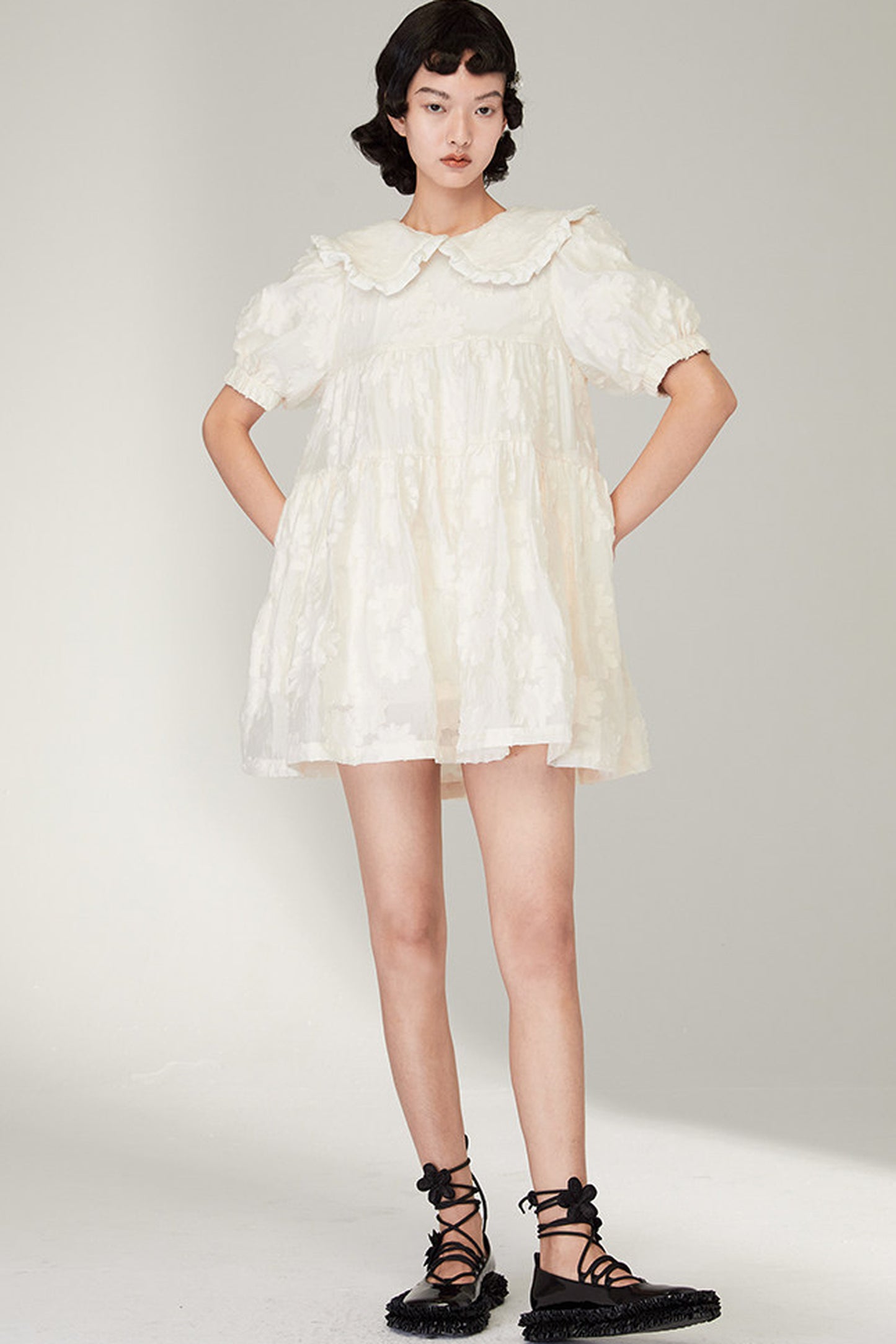 Ruffled Peter Pan Collar Dress