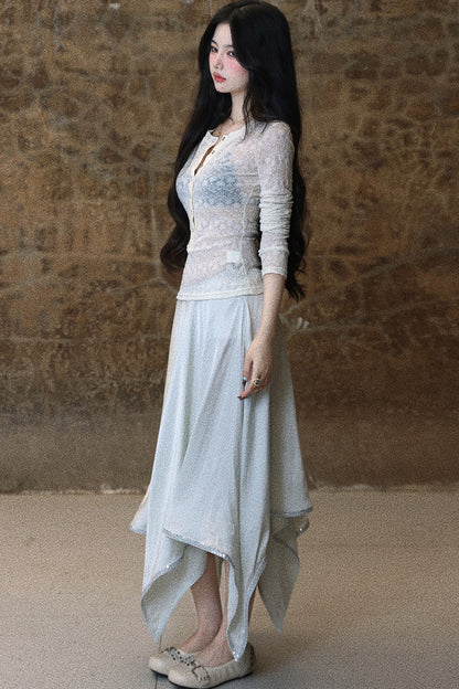Smooth Draped Satin Skirt