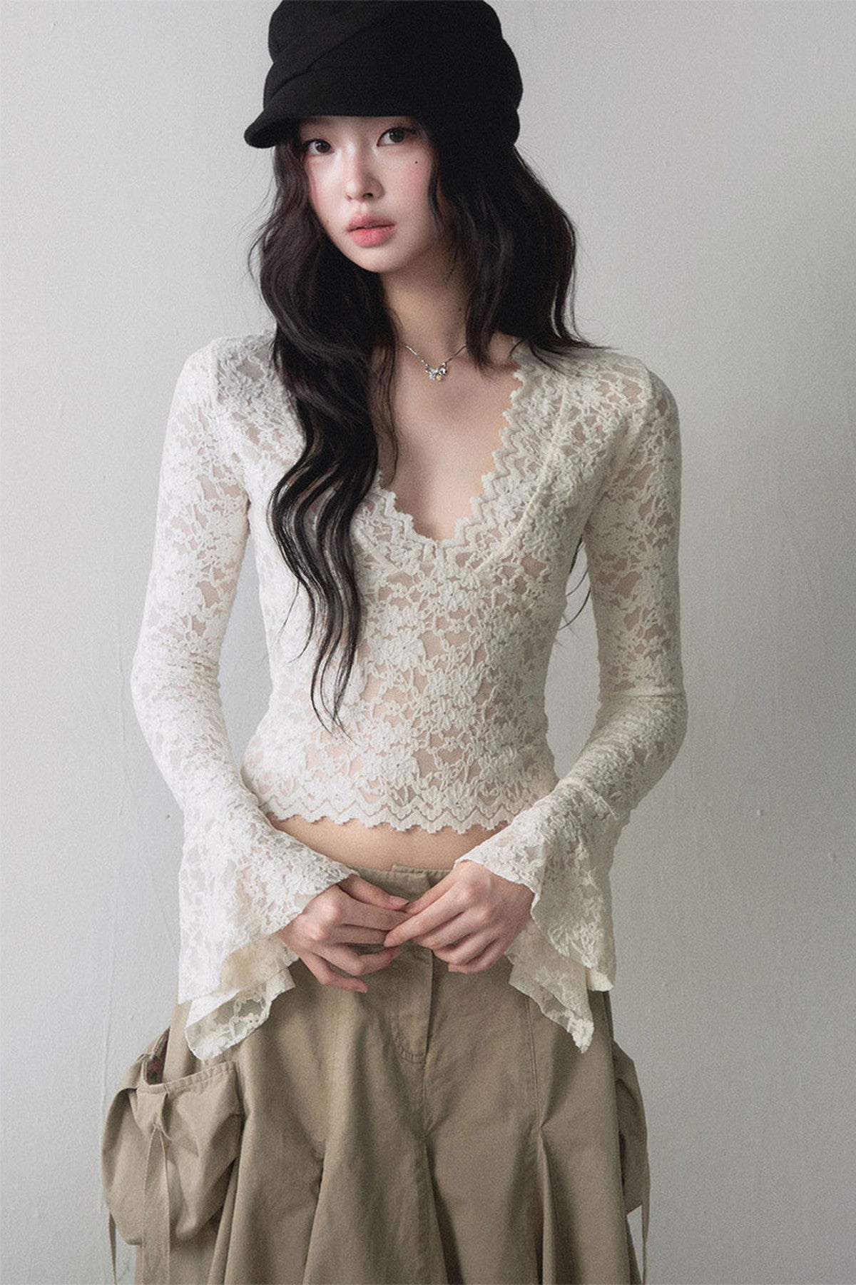 Lace Trim Cropped Top