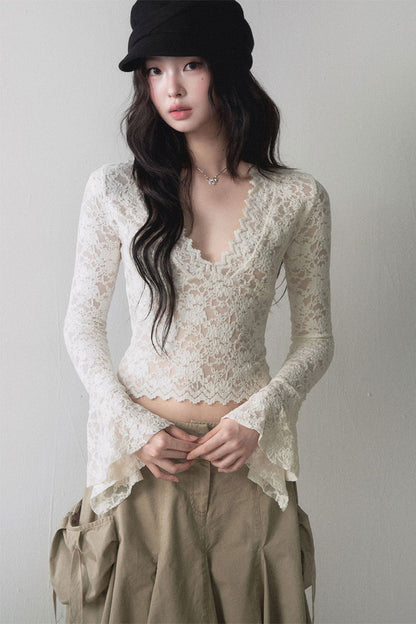 Lace Trim Cropped Top