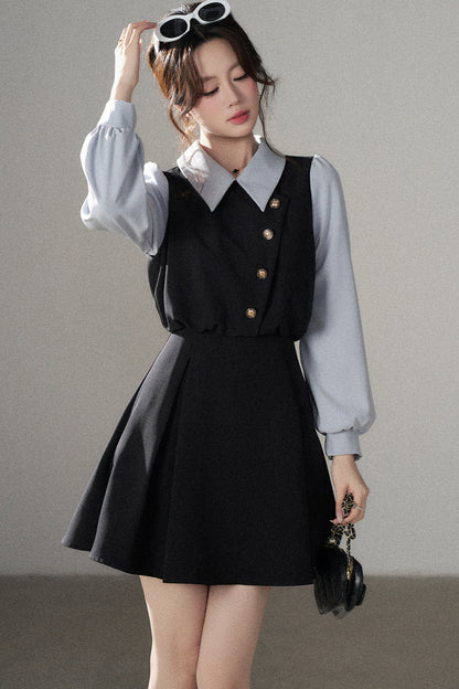 Berkeley Style Contrasting Sleeve Short Dress