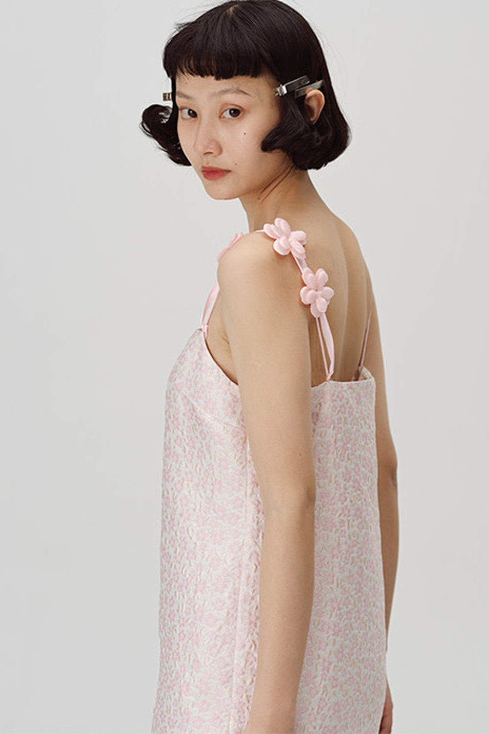 Pink Peach Blossom Strap Dress