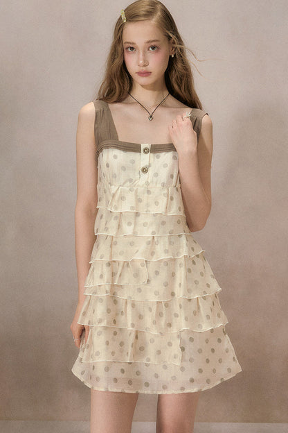 Apricot Polka Dot Dress