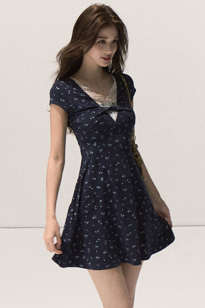 Twisted Floral V-Neck Dress