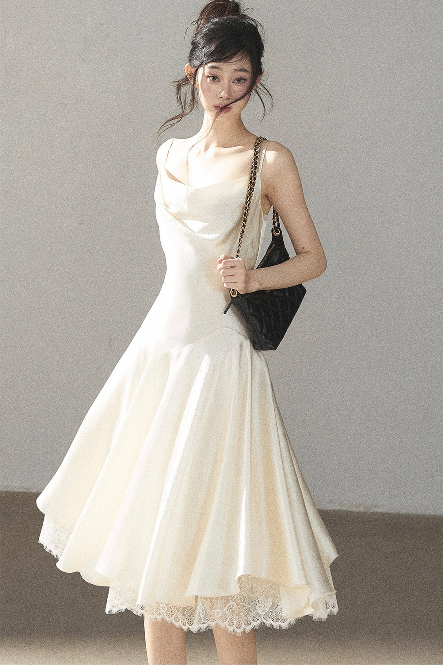French Lace Satin Camisole Dress