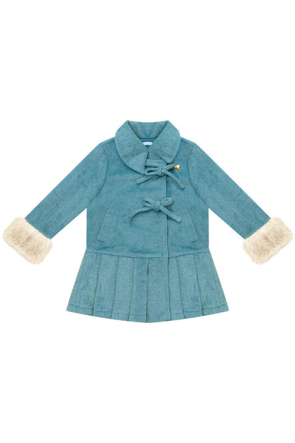Peacock Green Lapel Pleated Woolen Jacket