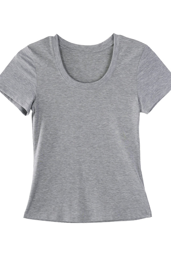 Tencel U-Neck Short-Sleeved T-Shirt
