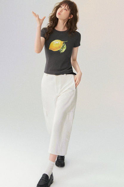 Workwear Casual Denim Cropped Pants