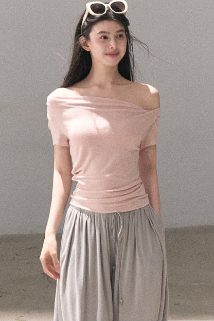 Lyocell Wool Twist-Neck Top