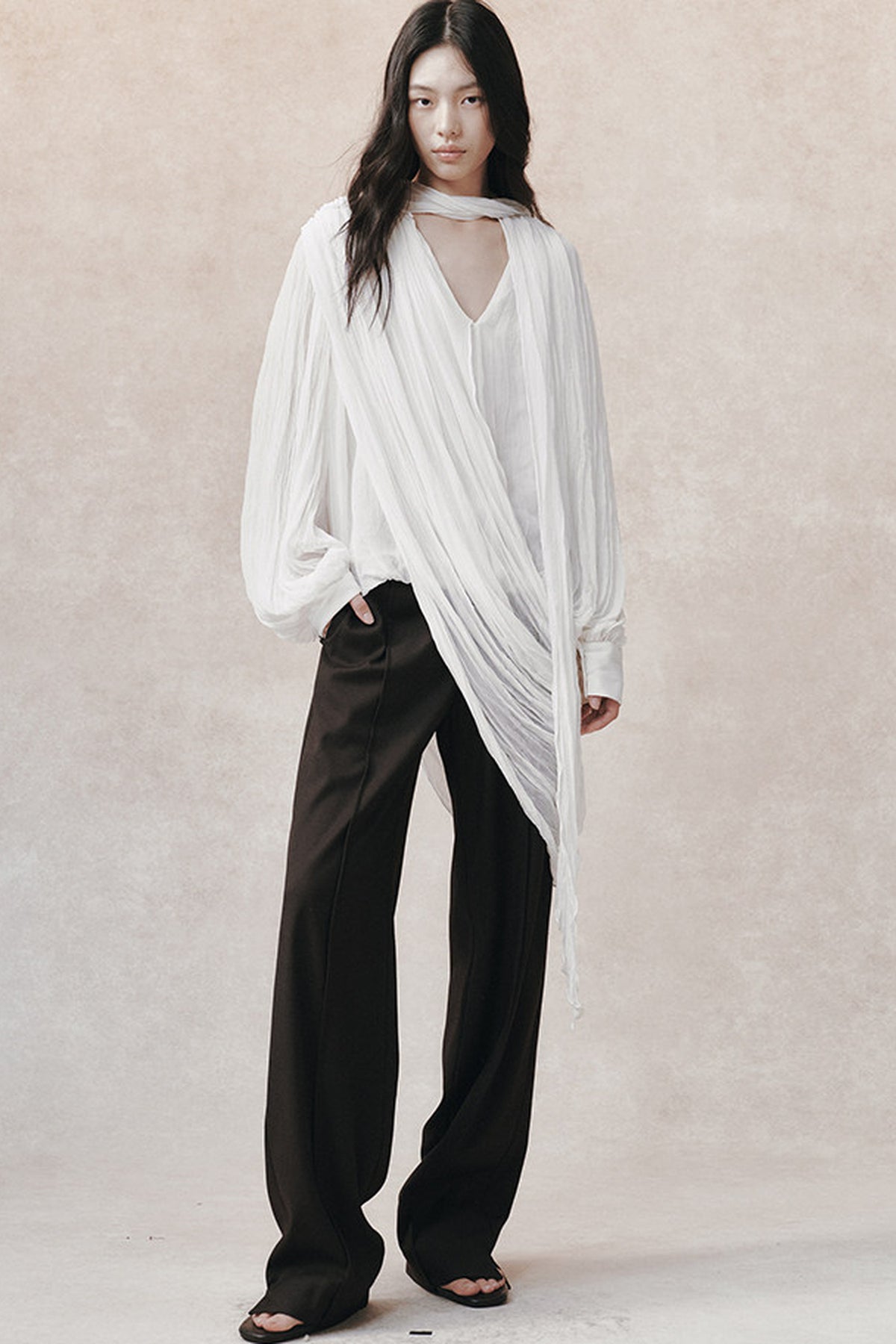 Irregular Pleated Layered Blouse