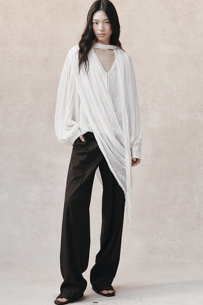Irregular Pleated Layered Blouse