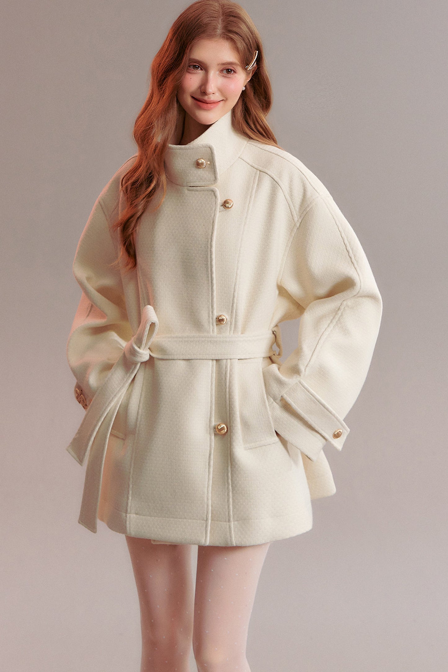 Retro Woolen Stand-Collar Coat