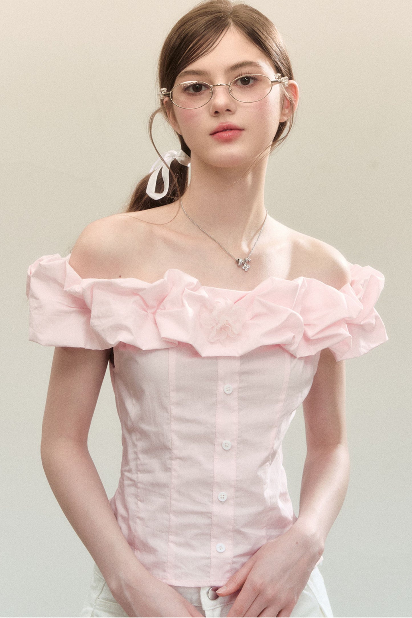 Off-Shoulder Ruffle Shirt