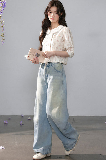Wide-Leg Straight Jeans