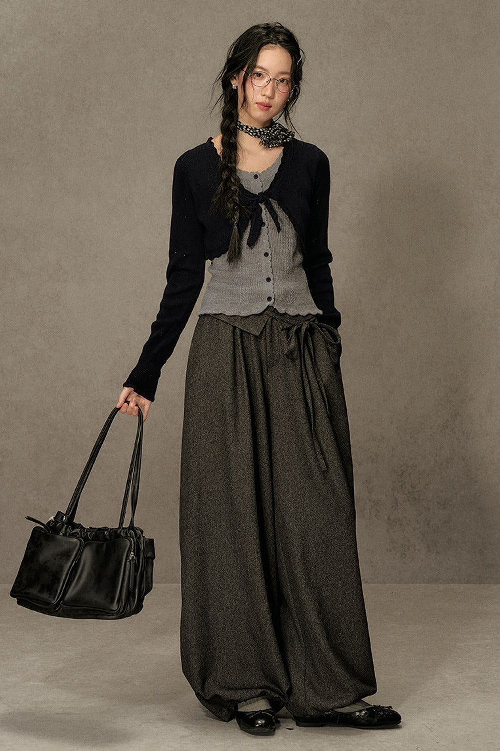 Short V-Neck Knit Cardigan