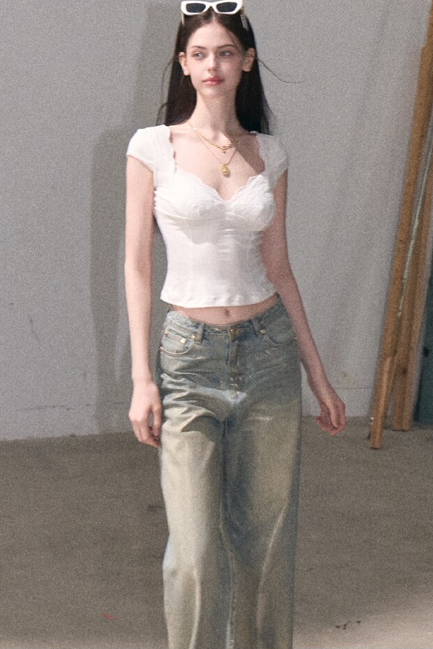 Retro Gradient Cotton Jeans