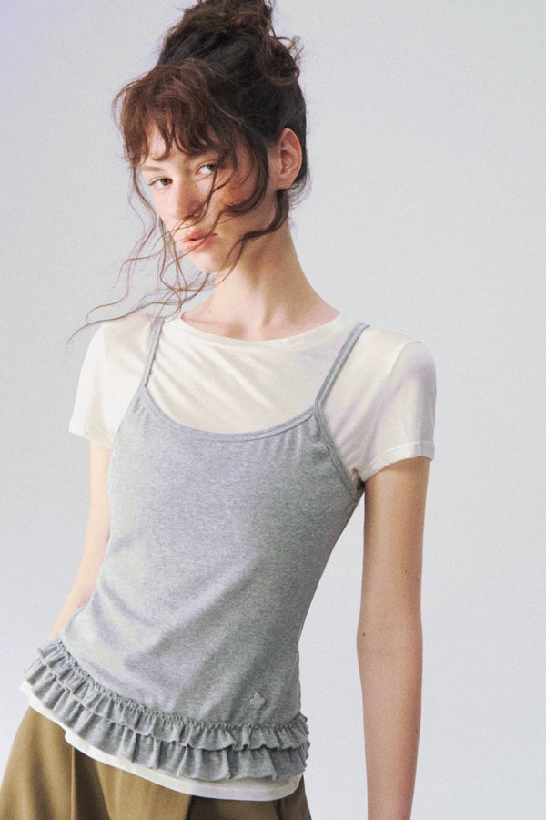 Ruffled Layered Two-Piece Top