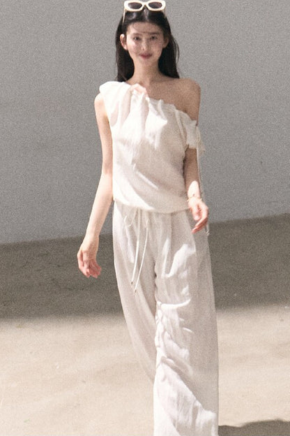 Lyocell Linen Wide-Leg Pants