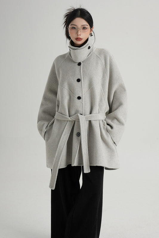 Mid-Length Armor Collar Wool Coat