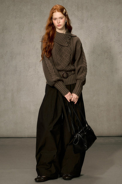 Diamond Pattern Cable Knit Top