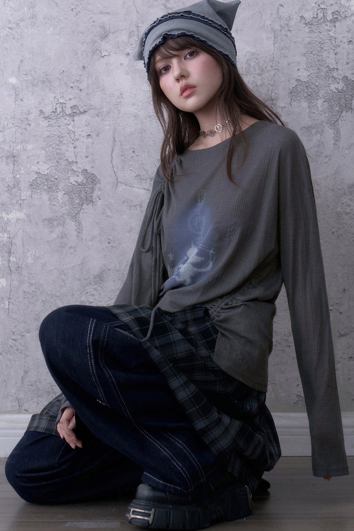 Gray Unicorn Drawstring T-Shirt