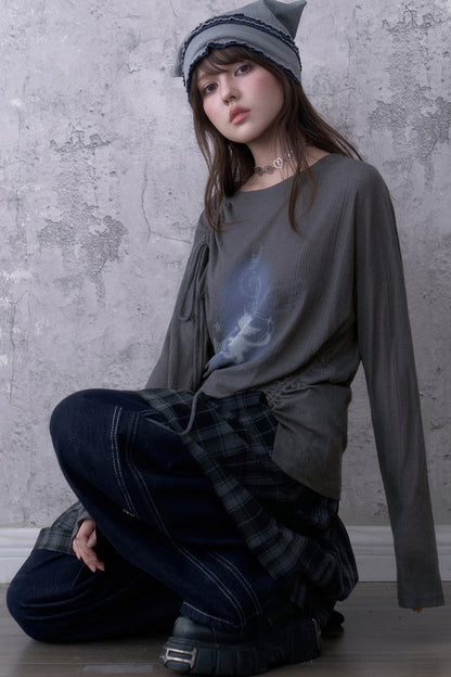 Gray Unicorn Drawstring T-Shirt