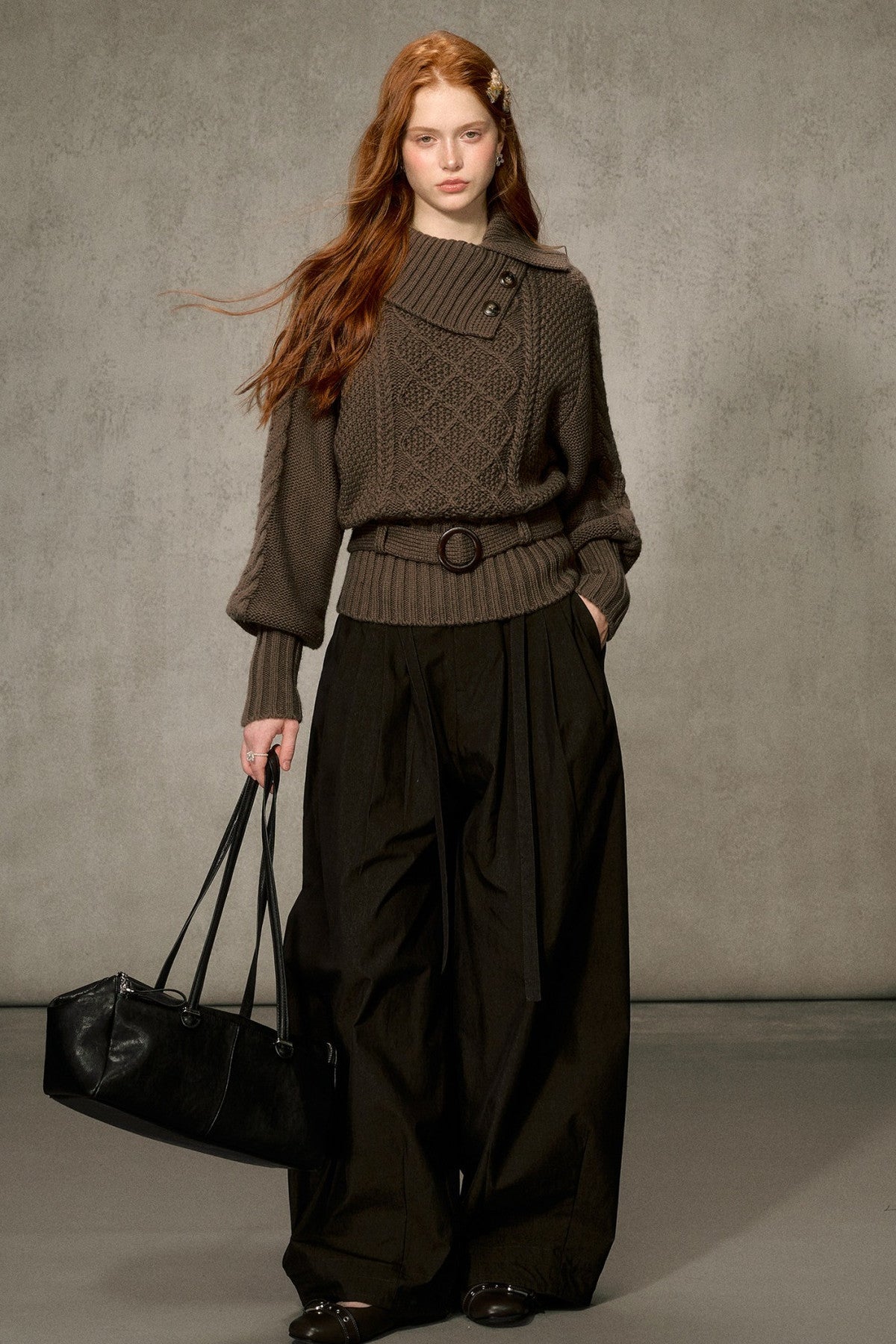 Diamond Pattern Cable Knit Top