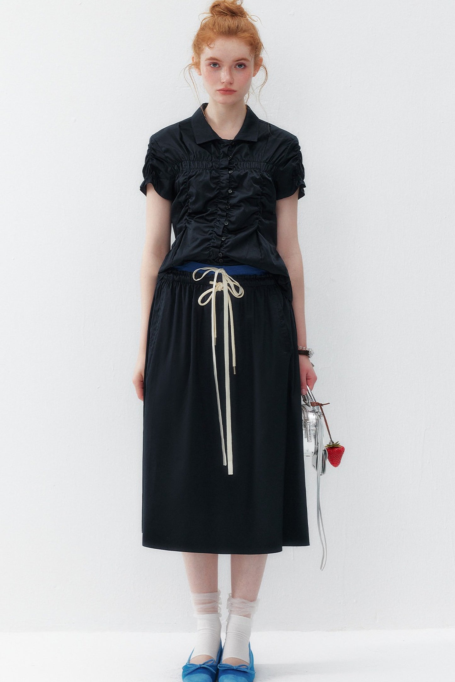Pleated Shirt and Skirt Set