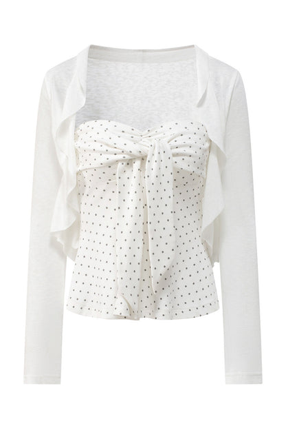 Polka Dot Tube Top and Shawl Cardigan Set