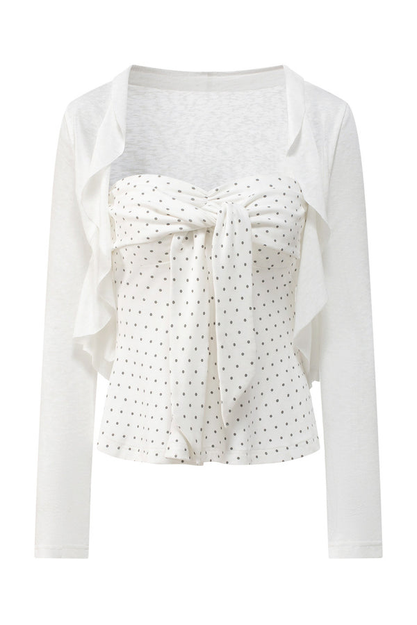Polka Dot Tube Top and Shawl Cardigan Set