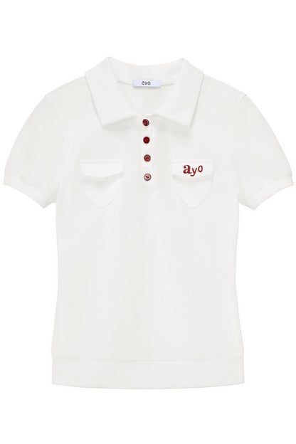 Polo ricamata con abbottonatura