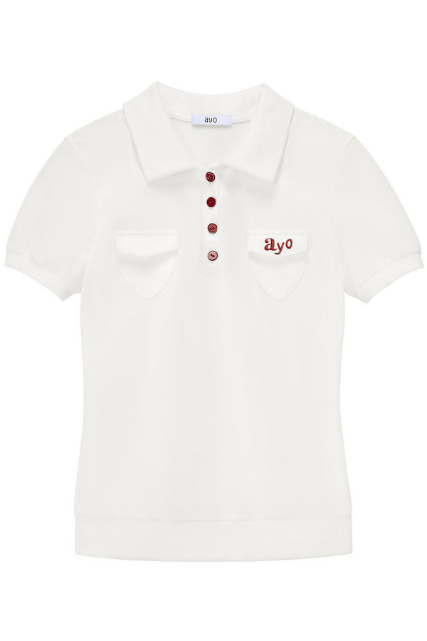 Embroidered Button-Up Polo Shirt