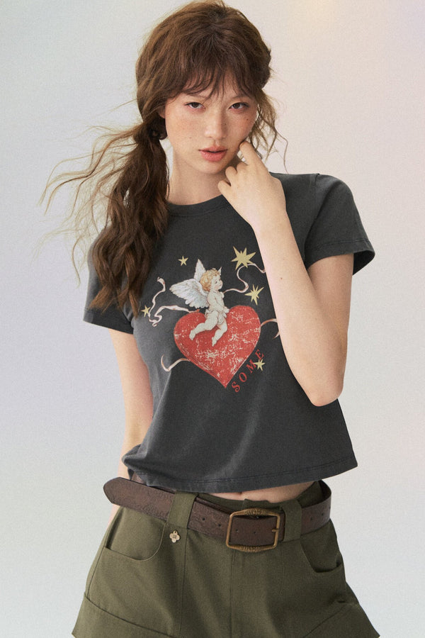 Love Cupid Short Sleeve Blouse