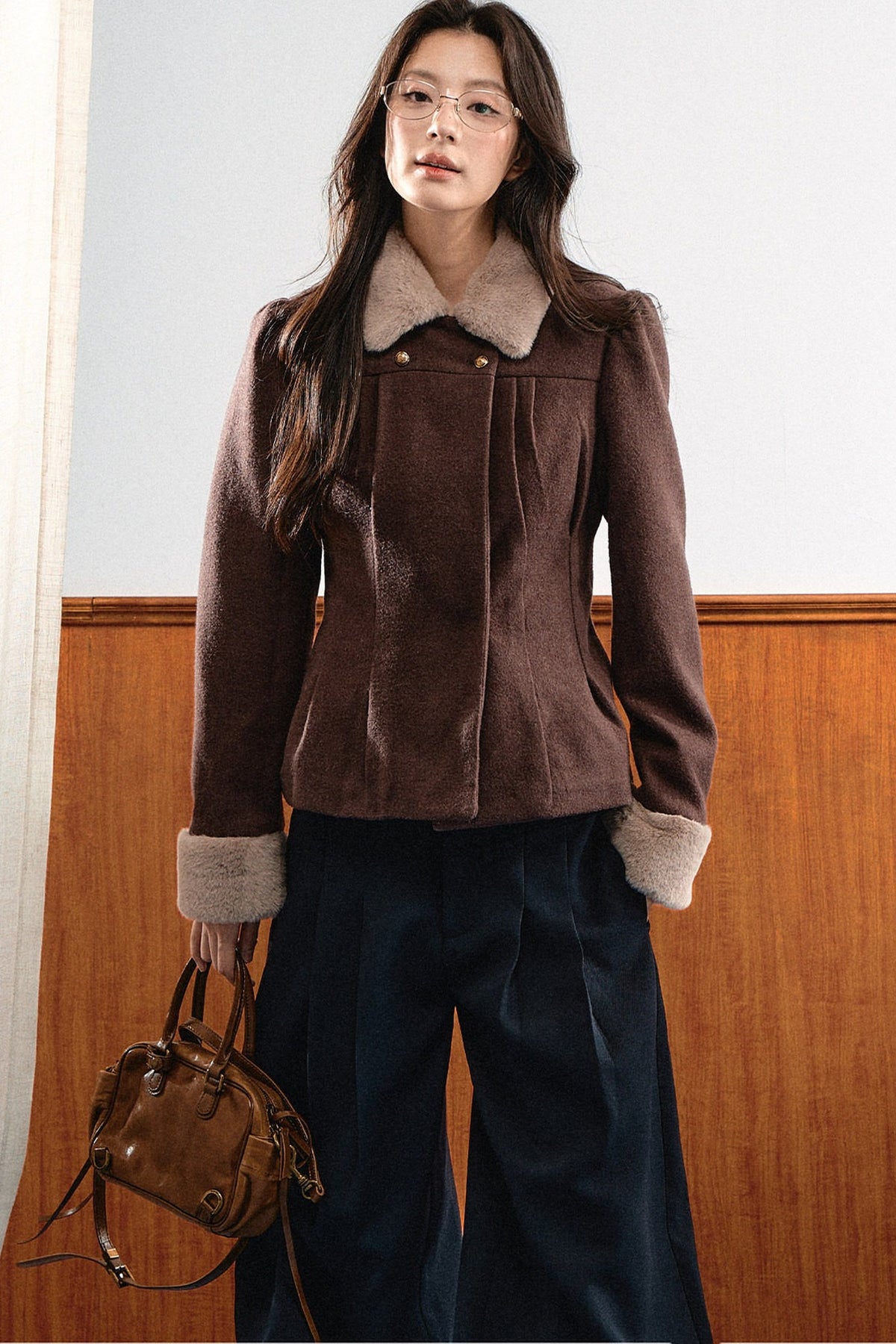 Plush Pleated Puff Shoulder Jacket