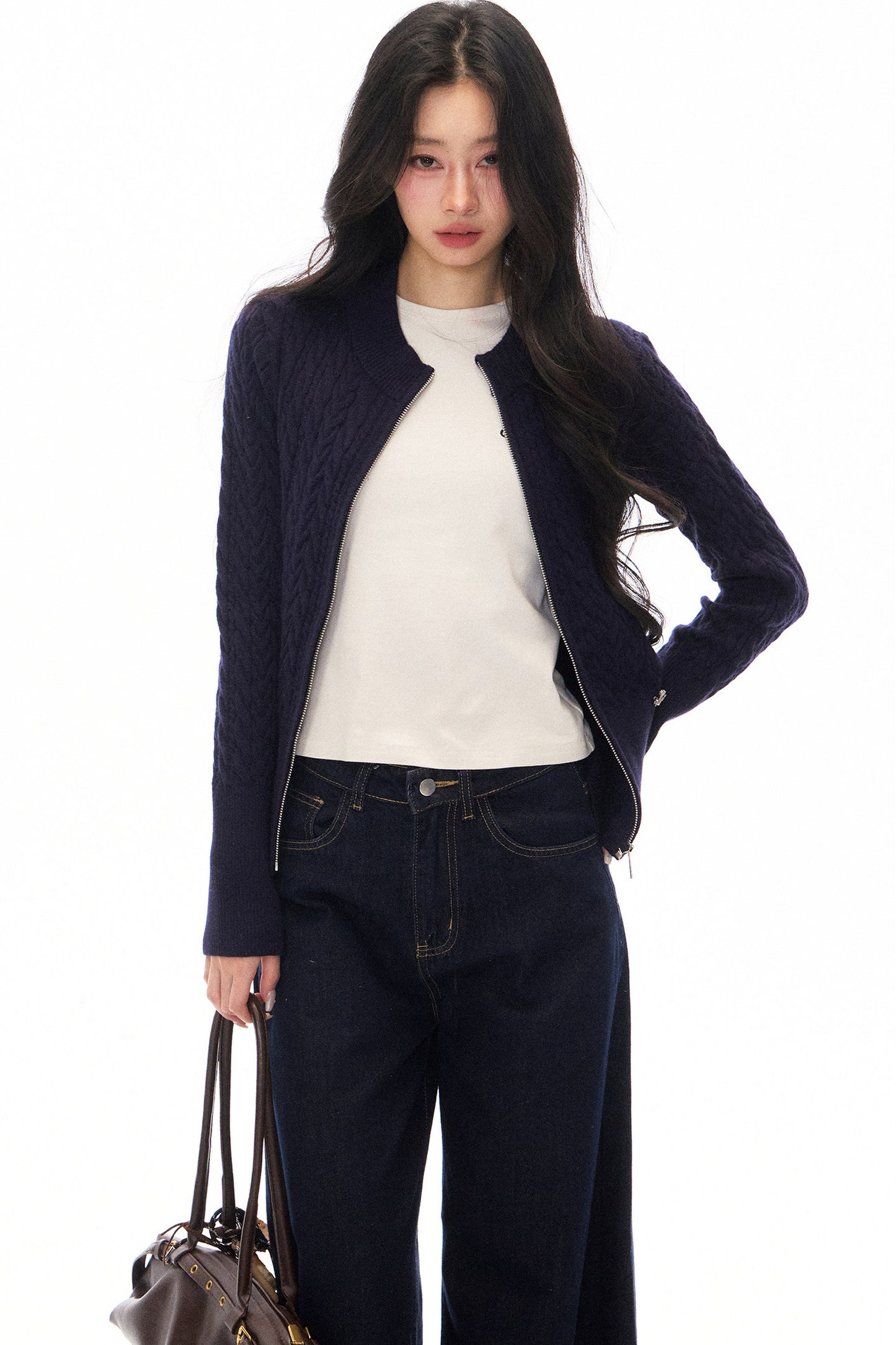 Long Sleeve Knitted Cardigan and Pants Set-Up