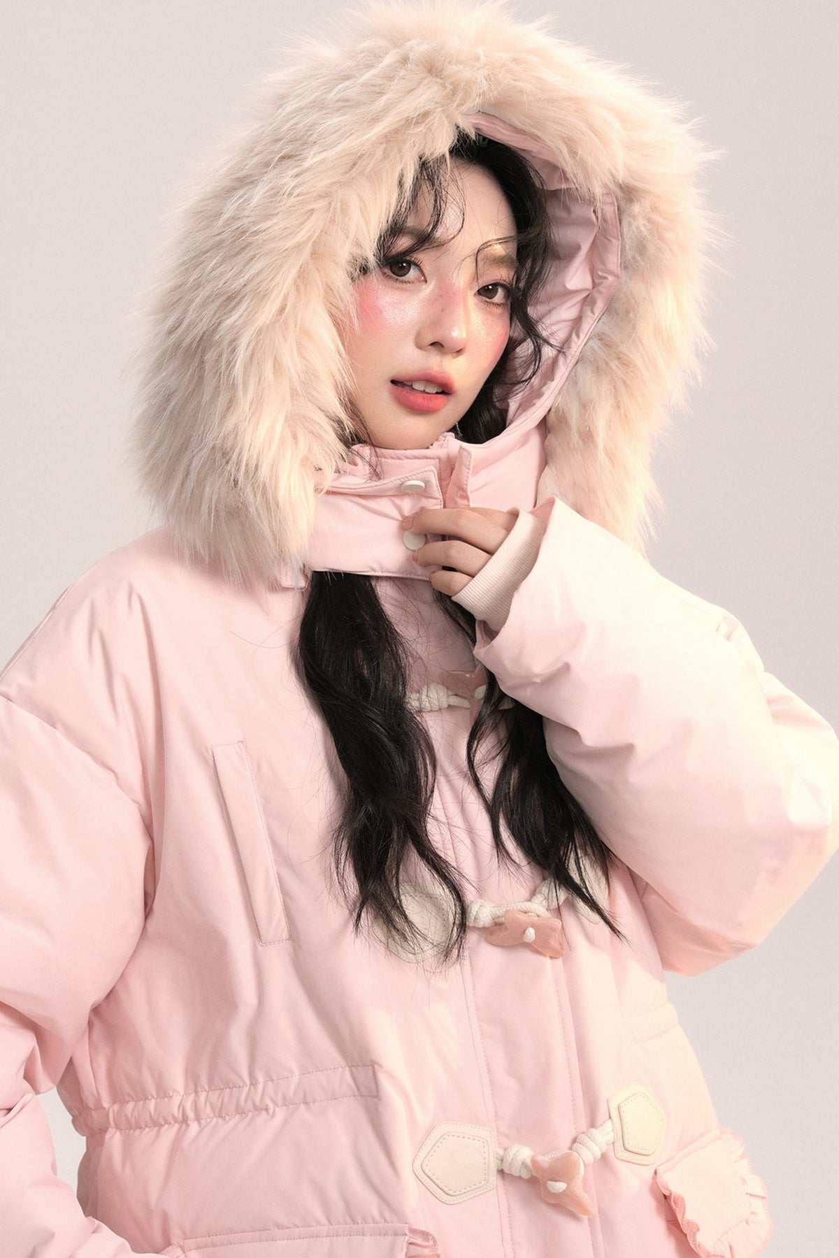 Bow Fur Collar Down Coat
