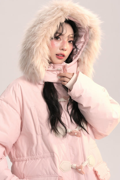 Bow Fur Collar Down Coat