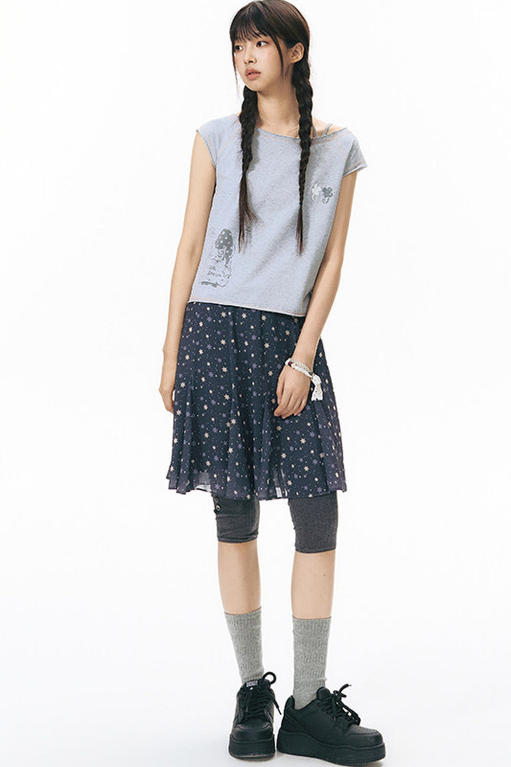 Star Print Fishtail Skirt